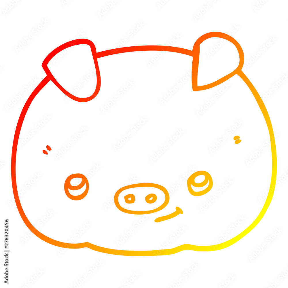 warm gradient line drawing cartoon happy pig warm gradient line drawing cartoon happy pig