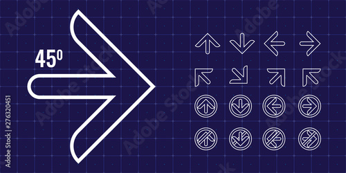 Trendy Arrow icon or sign set for your design. Round edge arrows vector illustration.