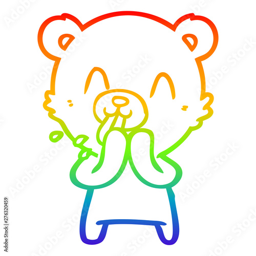 rainbow gradient line drawing rude cartoon bear