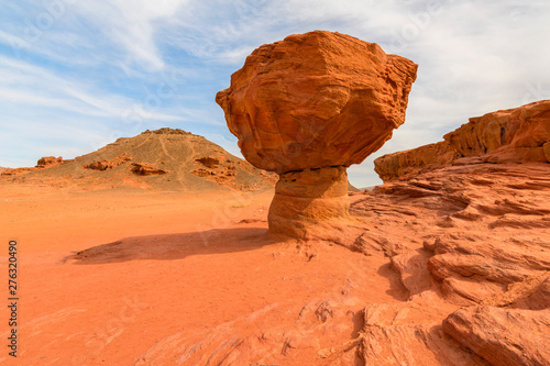 The Mushroom' rock formation at Timna Park in the southern Negev desert in Israel. photo