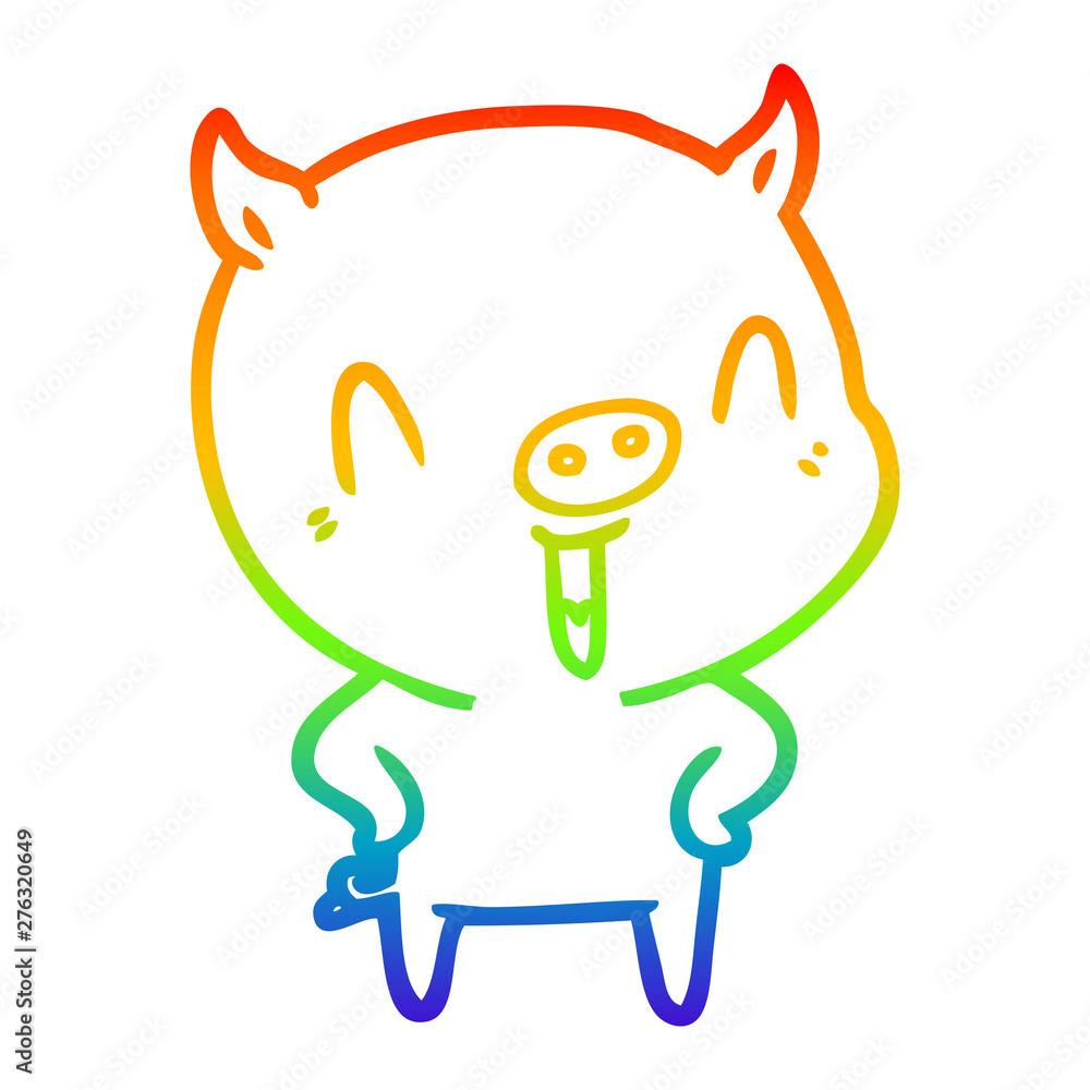 rainbow gradient line drawing happy cartoon pig rainbow gradient line drawing happy cartoon pig