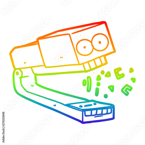 rainbow gradient line drawing crazy cartoon stapler