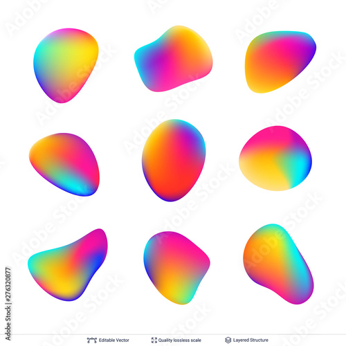 Organic flowing liquid shapes isolated on white.