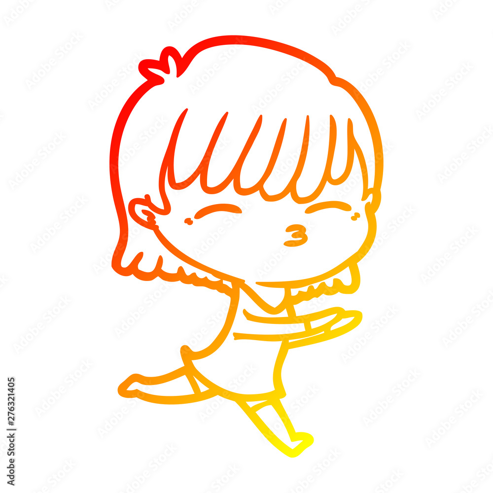 warm gradient line drawing cartoon woman warm gradient line drawing cartoon woman