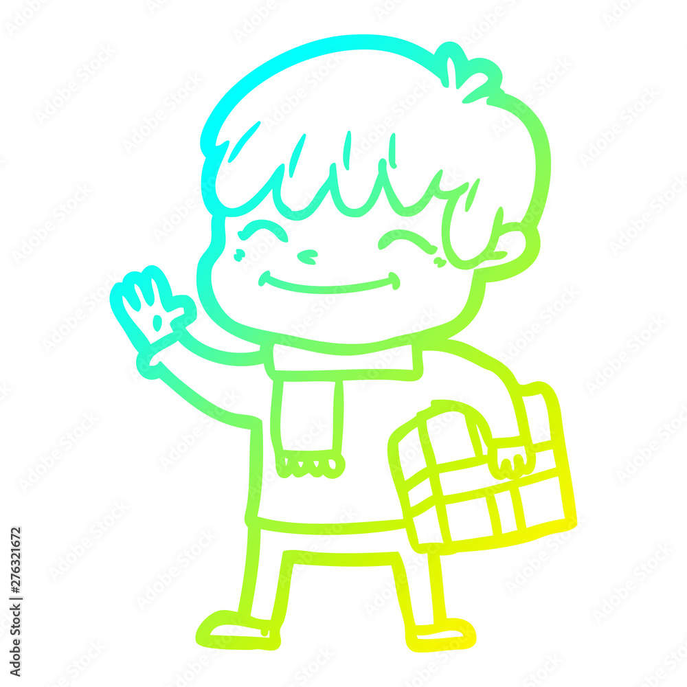 cold gradient line drawing cartoon happy boy cold gradient line drawing cartoon happy boy