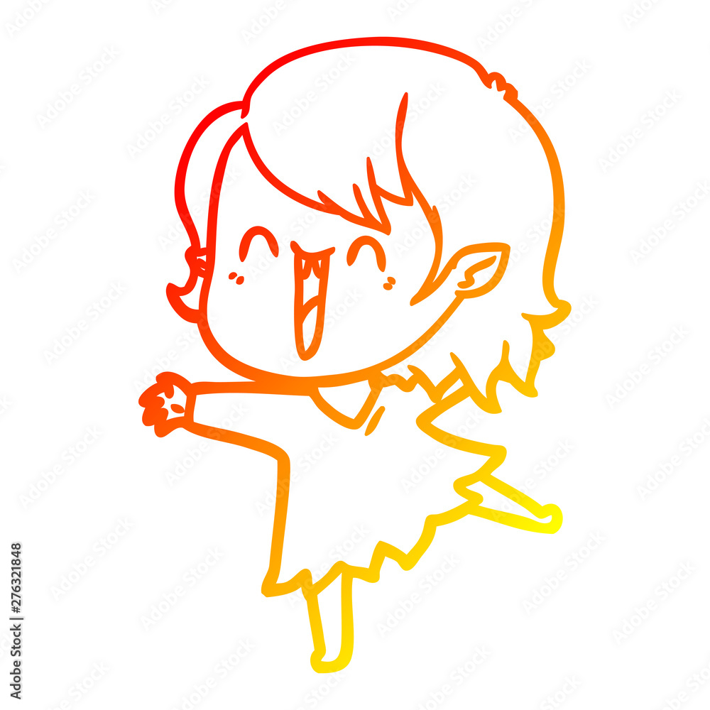 warm gradient line drawing cute cartoon happy vampire girl warm gradient line drawing cute cartoon happy vampire girl