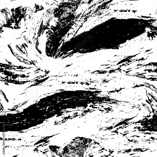 Black and white grunge texture. Monochrome gloomy background. The dirty spot is abstract. Spilled ink. Chaotic futuristic surface.