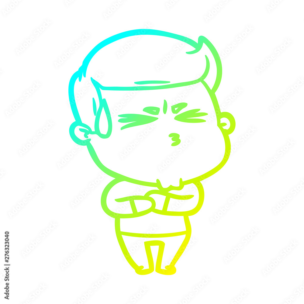 cold gradient line drawing cartoon frustrated man cold gradient line drawing cartoon frustrated man