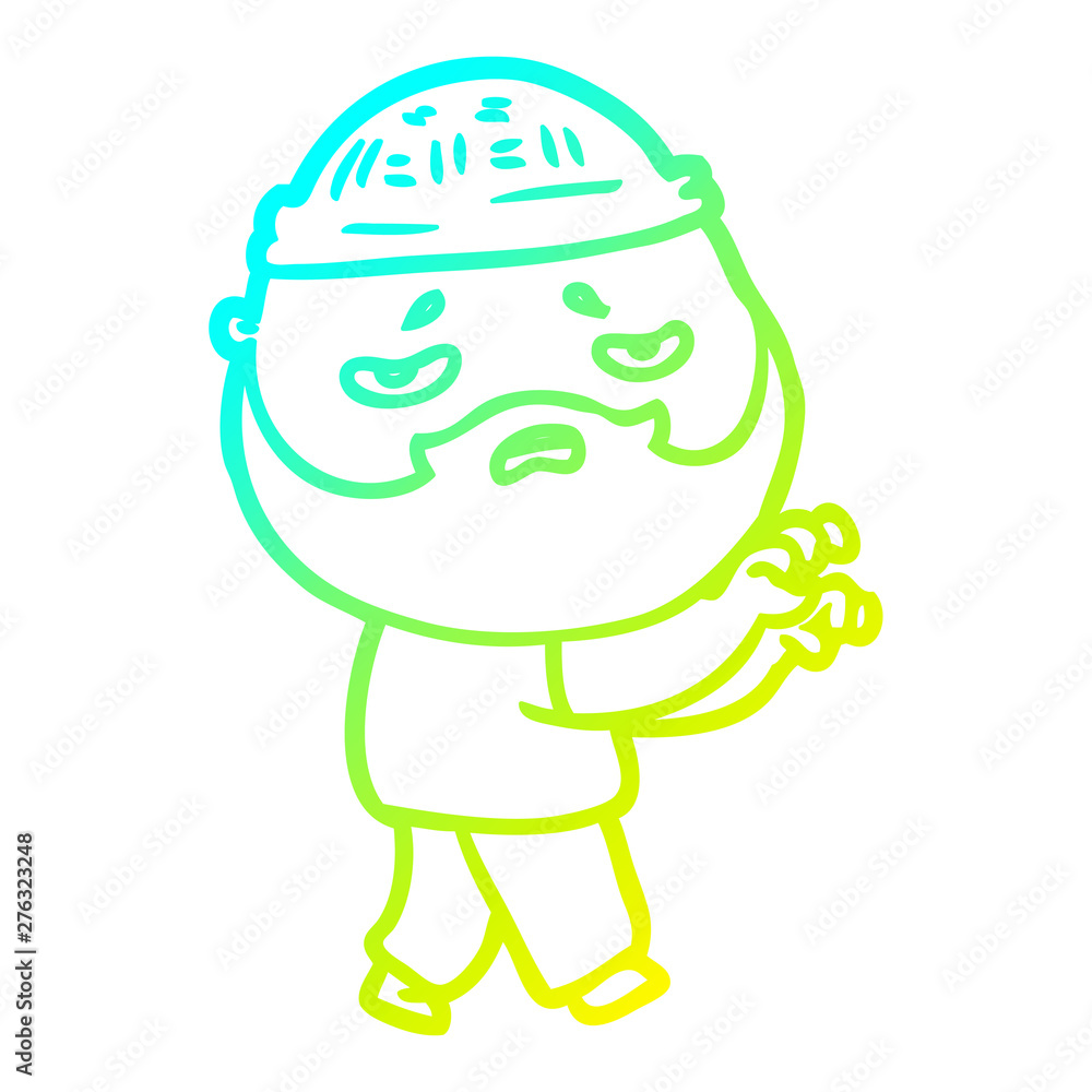cold gradient line drawing cartoon worried man with beard cold gradient line drawing cartoon worried man with beard