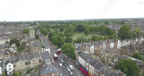 Clapham Common Park, London, the United Kingdom, drone footage of the architecture photo