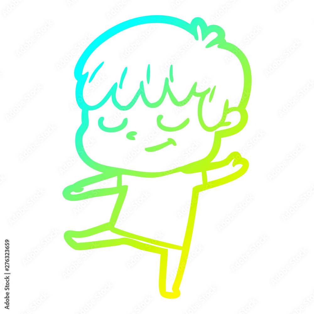 cold gradient line drawing cartoon happy boy cold gradient line drawing cartoon happy boy