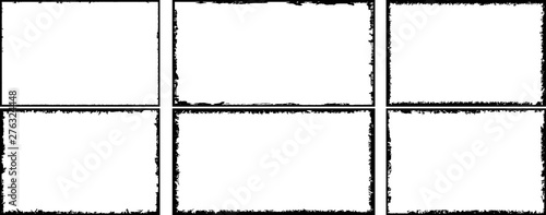 Set of frames in grunge style. Text templates black and white.