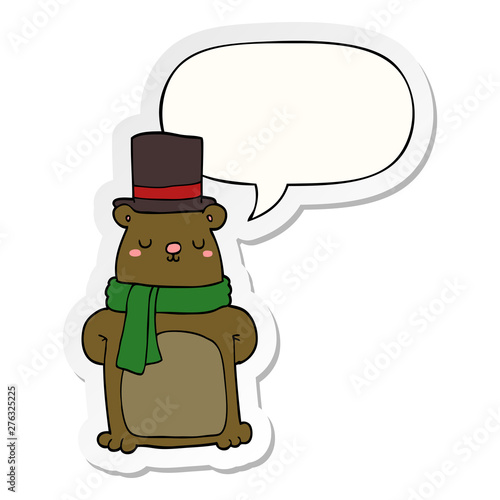 cartoon bear and speech bubble sticker