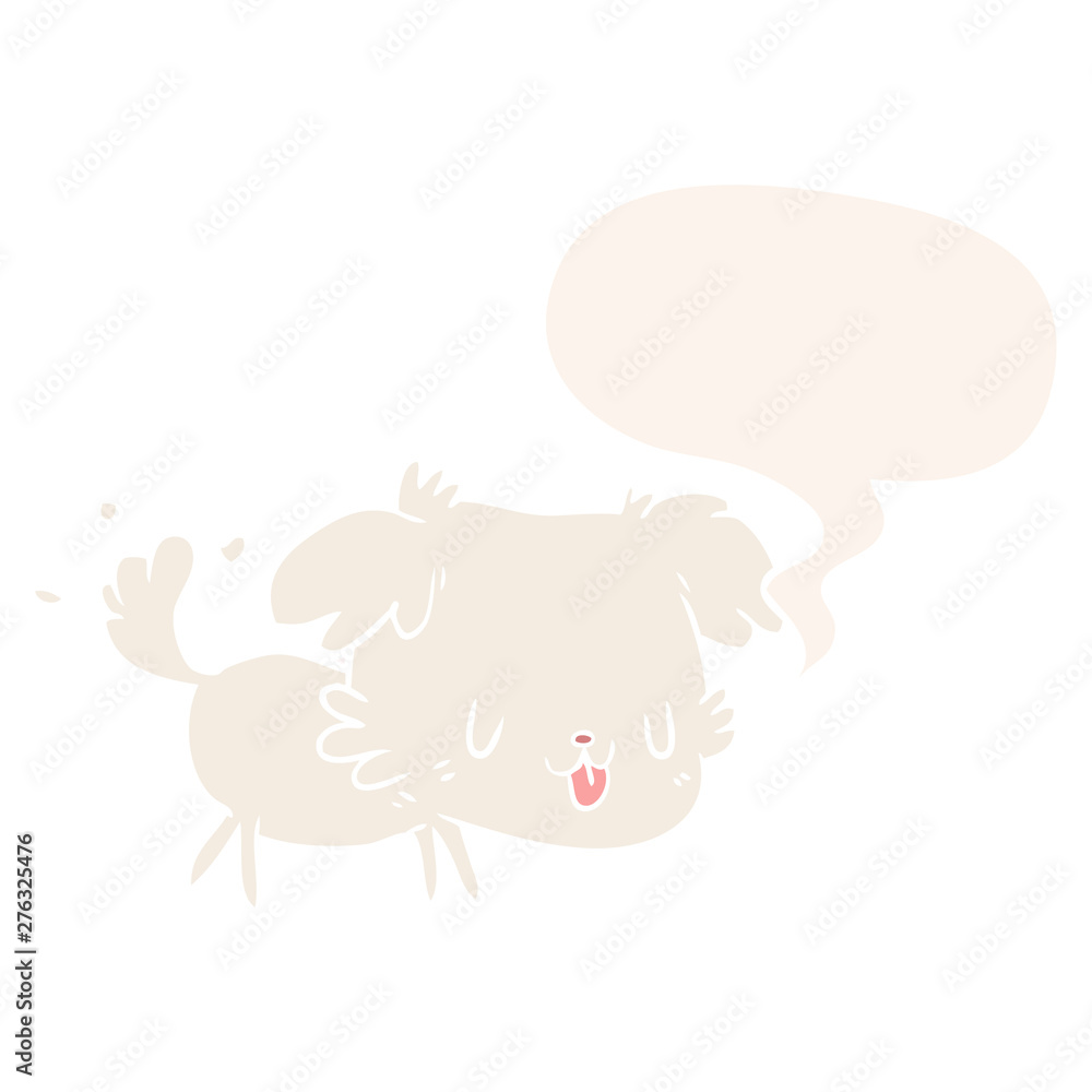 cute cartoon dog wagging tail and speech bubble in retro style cute cartoon dog wagging tail and speech bubble in retro style