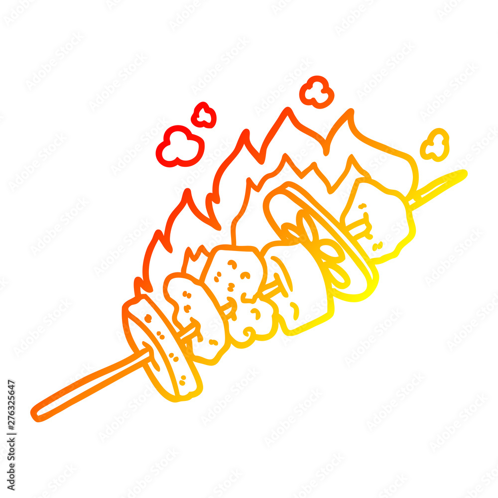 warm gradient line drawing cartoon kebab sticks warm gradient line drawing cartoon kebab sticks