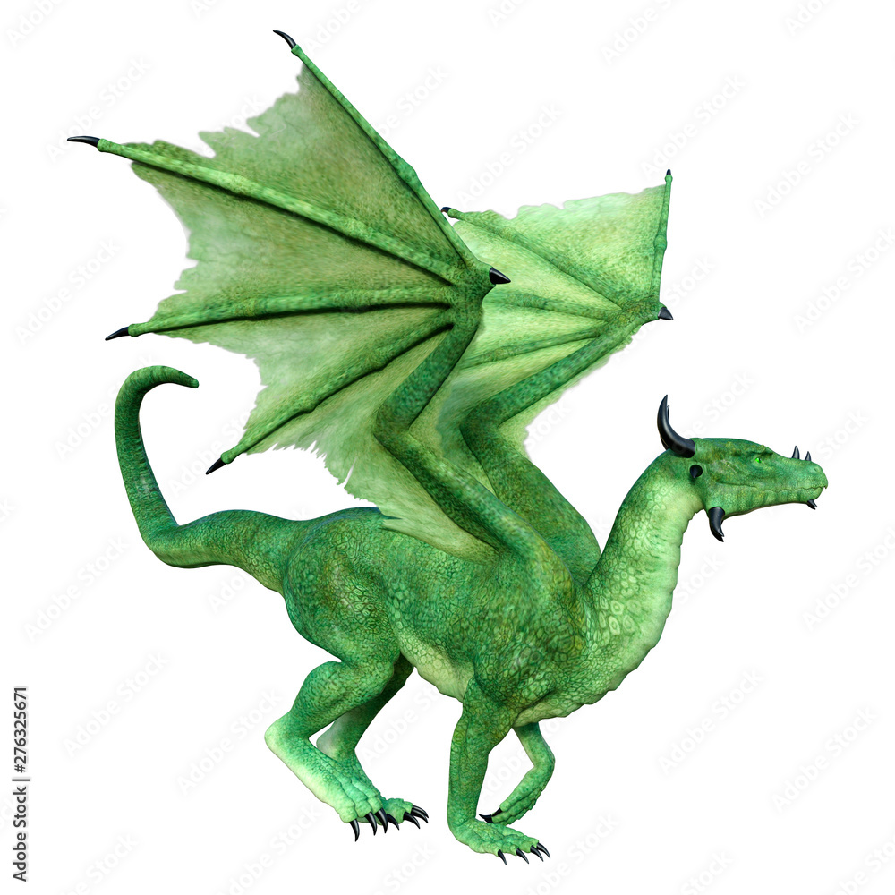 Fototapeta premium 3D Rendering Fairy Tale Dragon on White