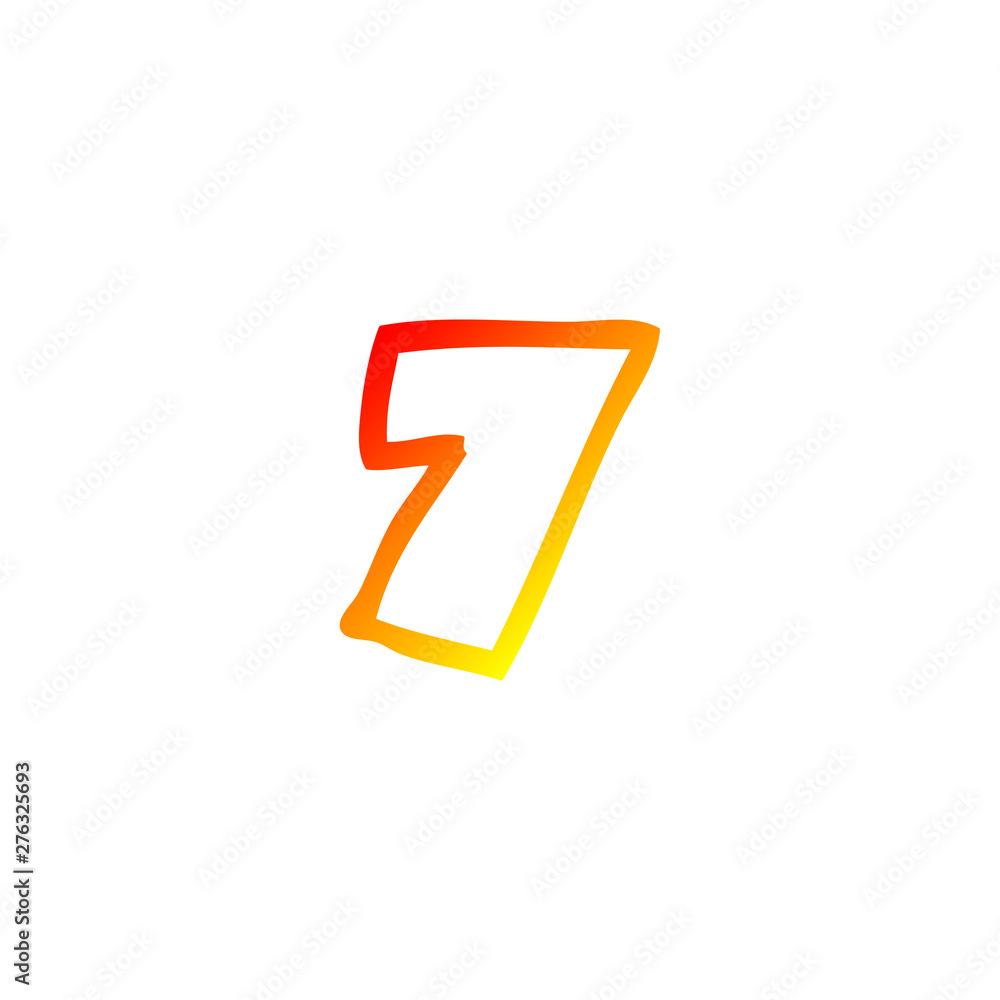 warm gradient line drawing cartoon number seven warm gradient line drawing cartoon number seven