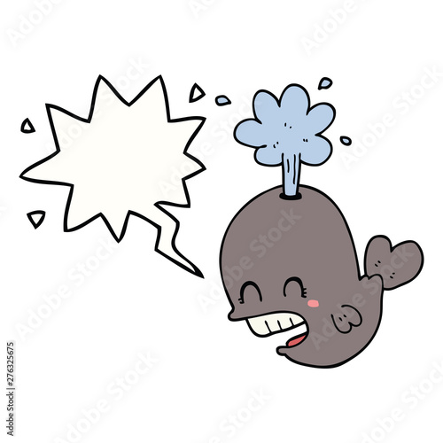 cartoon spouting whale and speech bubble