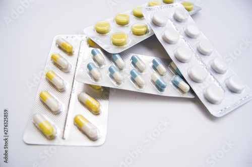 pills in a blister isolated on white background