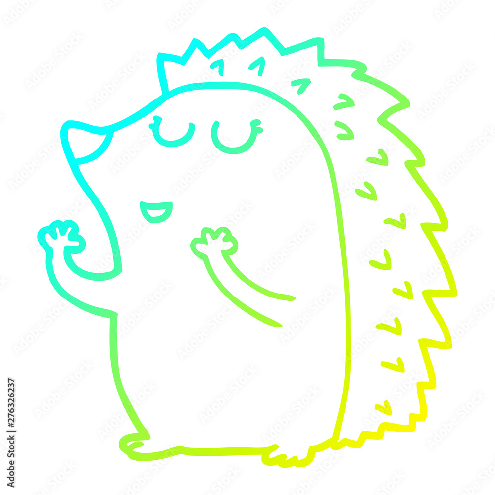 Obraz premium cold gradient line drawing cartoon hedgehog