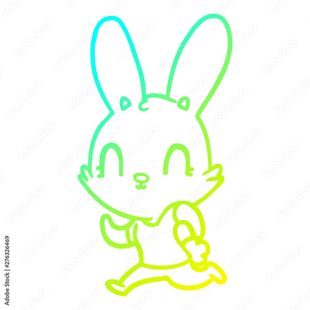 cold gradient line drawing cute cartoon rabbit running cold gradient line drawing cute cartoon rabbit running