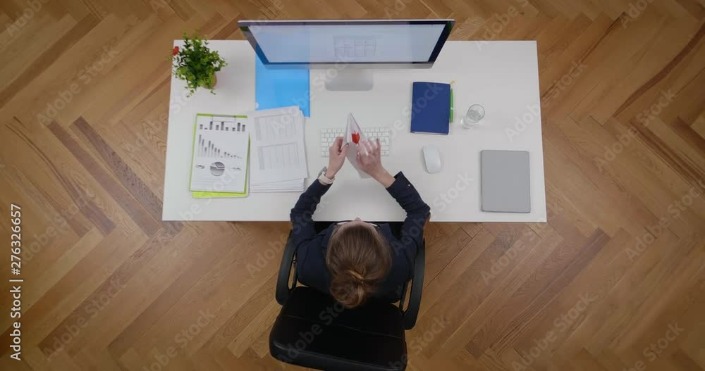 Office Woman Receiving Card from Secret Admirer