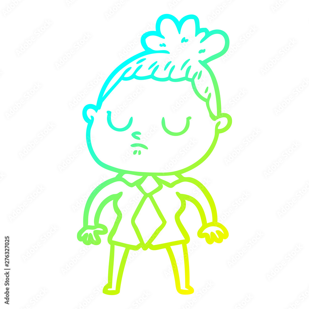 cold gradient line drawing cartoon calm woman cold gradient line drawing cartoon calm woman
