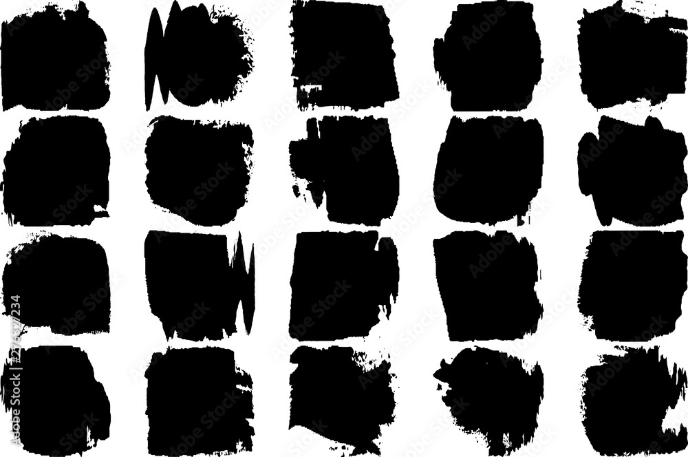 Set of grunge spots. Vector paint strokes of black on a white background. Set of grunge spots. Vector paint strokes of black on a white background.