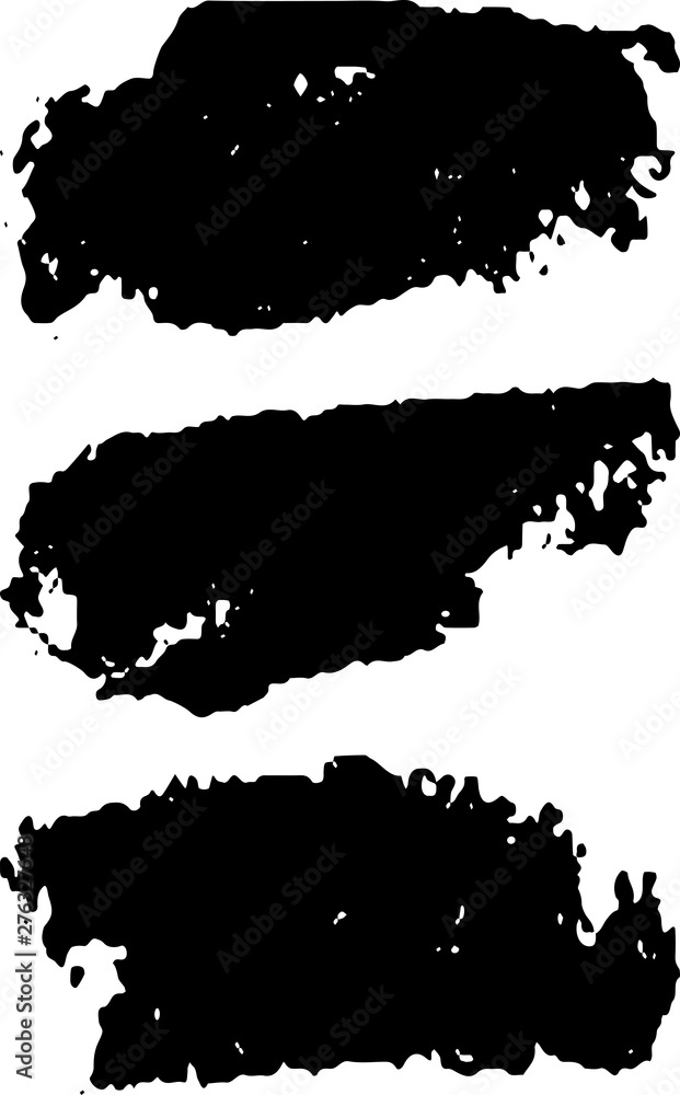 Vector brush set. Black paint strokes isolated on white background.