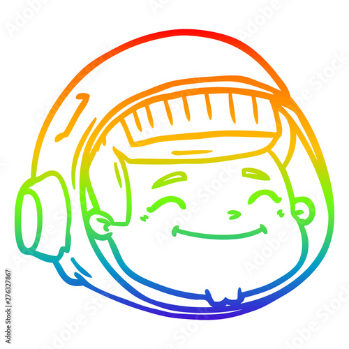 rainbow gradient line drawing cartoon astronaut face