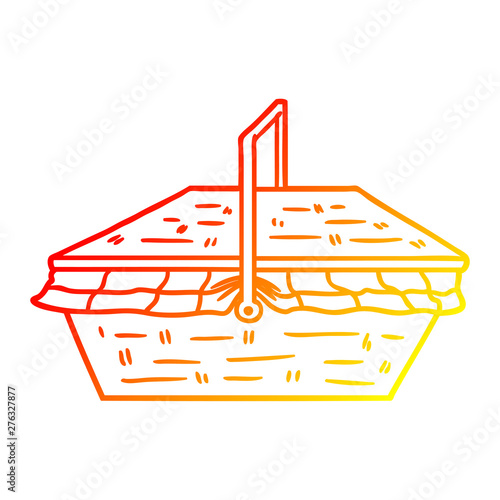 warm gradient line drawing cartoon picnic basket