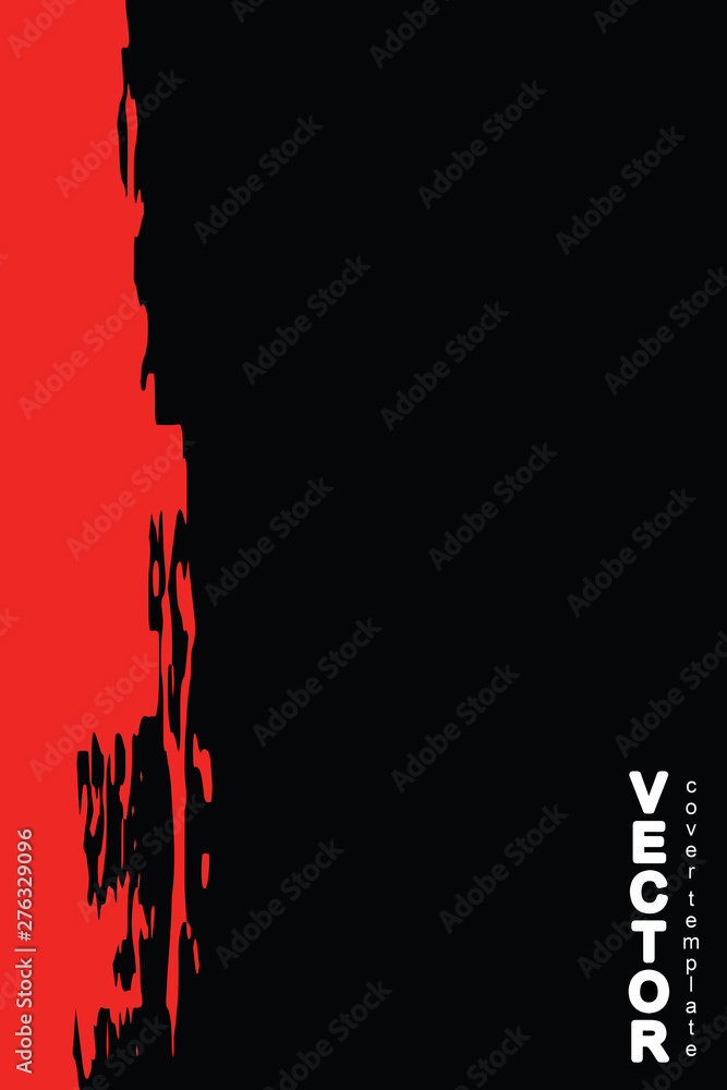 Red brush stroke on black background. Template for book cover, poster,  label. Grunge stripe vector illustration. Stock Vector | Adobe Stock