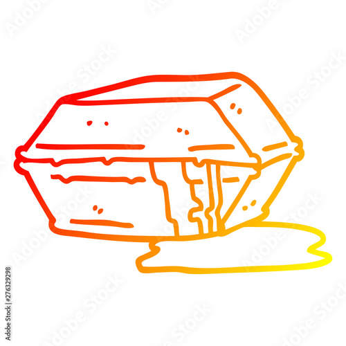 warm gradient line drawing cartoon greasy take out food