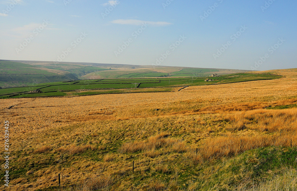 Hill Farms Near Hebden Bridge in the Pennine Hills of Yorkshire, England