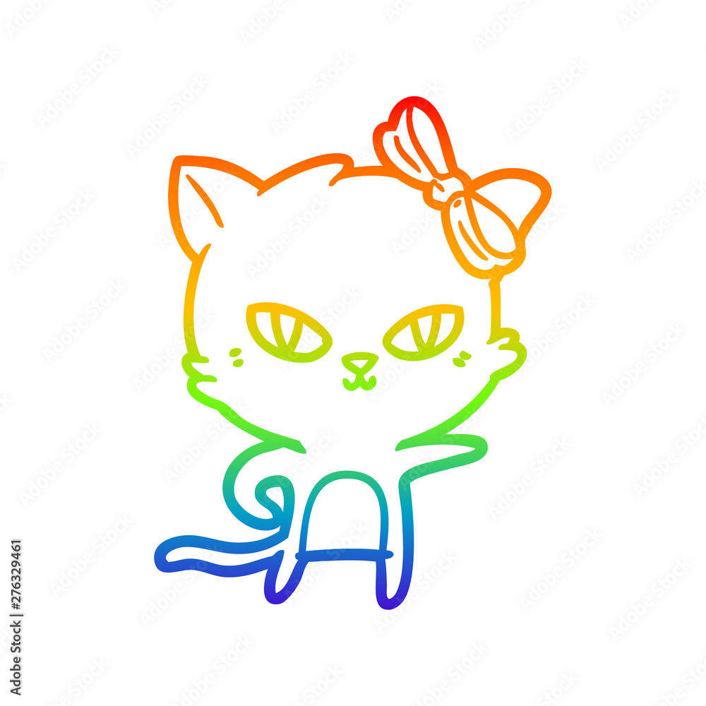rainbow gradient line drawing cute cartoon cat rainbow gradient line drawing cute cartoon cat