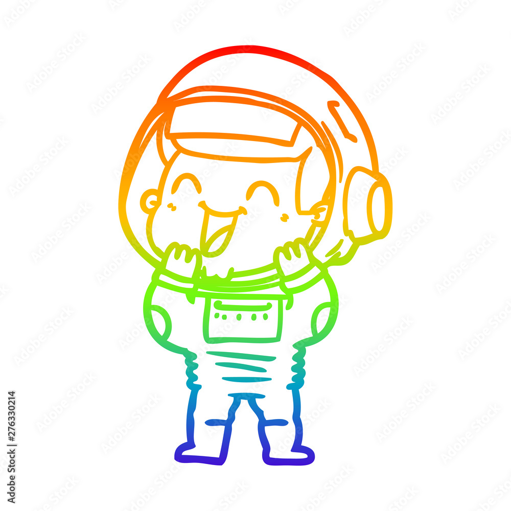 rainbow gradient line drawing happy cartoon astronaut rainbow gradient line drawing happy cartoon astronaut