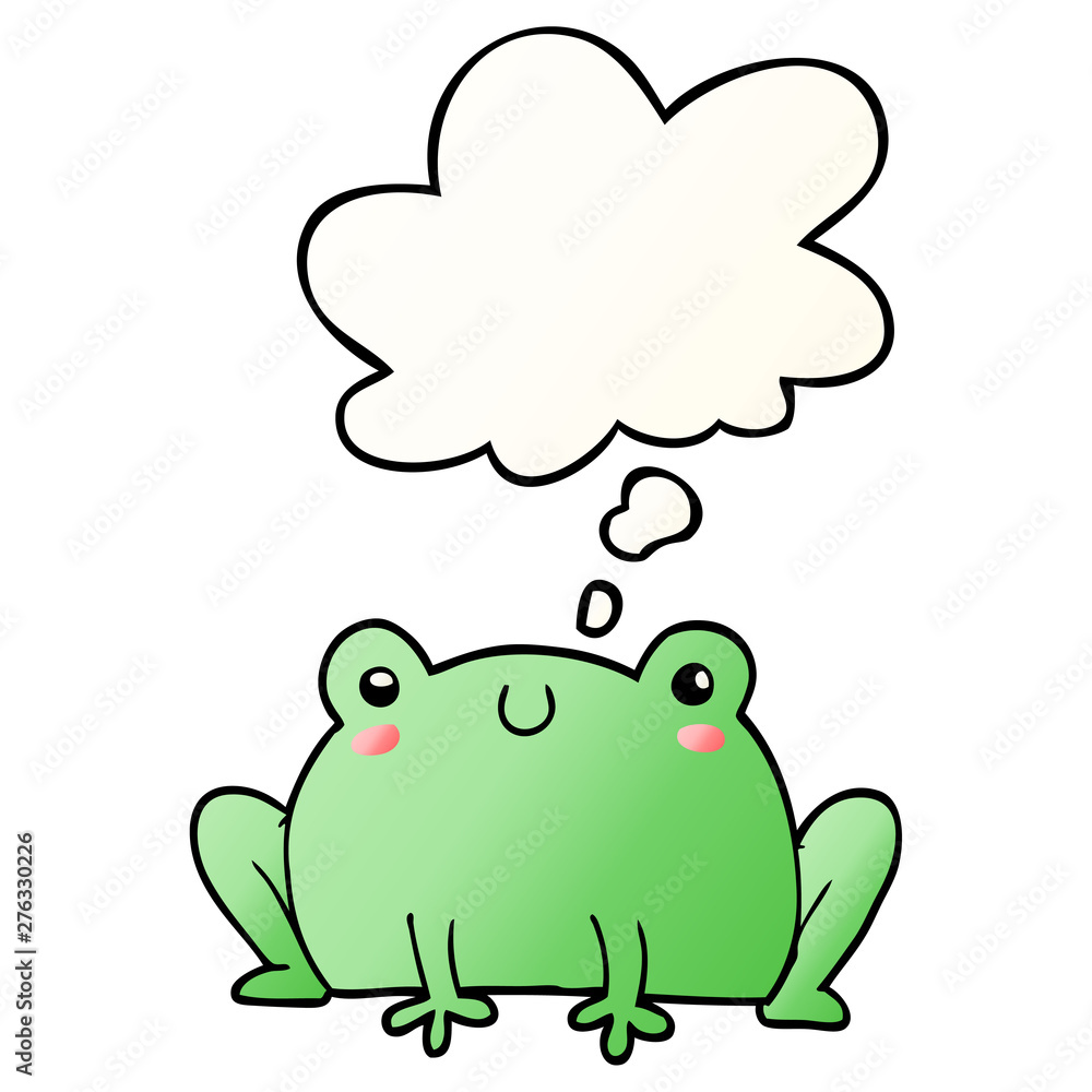 cartoon frog and thought bubble in smooth gradient style cartoon frog and thought bubble in smooth gradient style