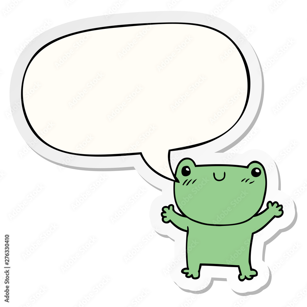 cartoon frog and speech bubble sticker cartoon frog and speech bubble sticker