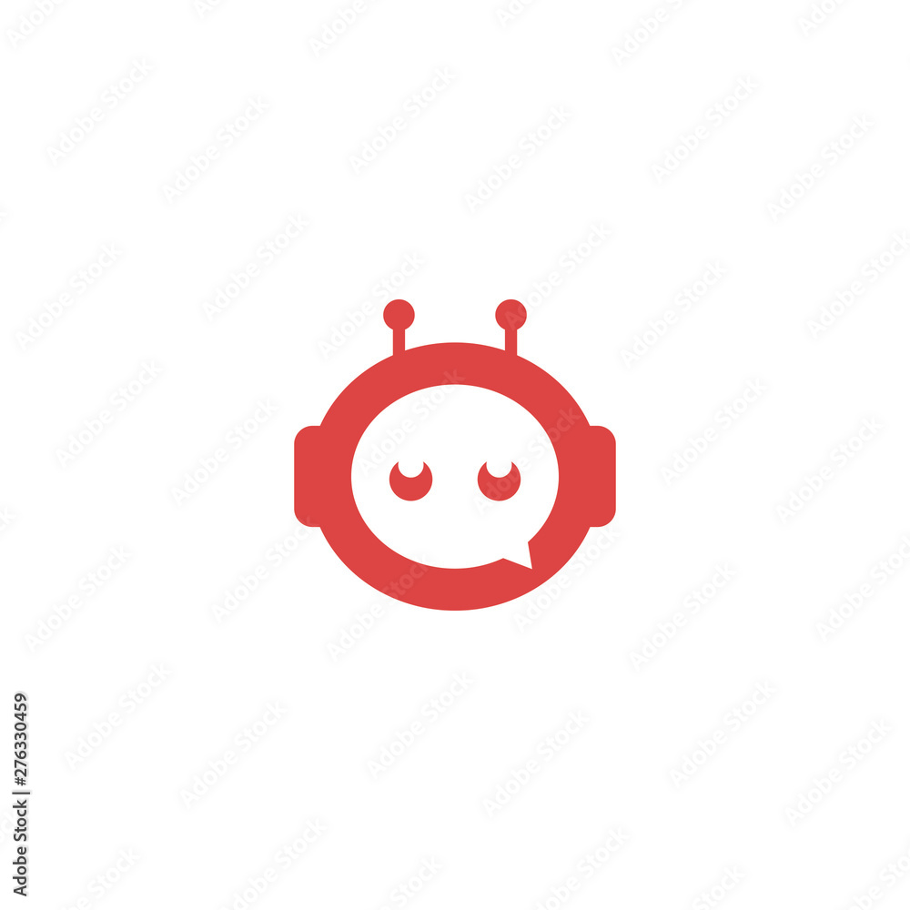 Robot logo design template with chat design vector illustration. icon,  symbol, creative. Photos | Adobe Stock