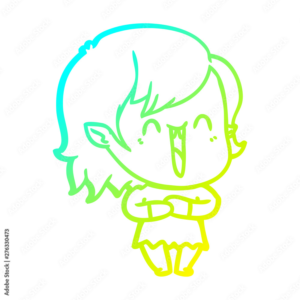cold gradient line drawing cute cartoon happy vampire girl cold gradient line drawing cute cartoon happy vampire girl