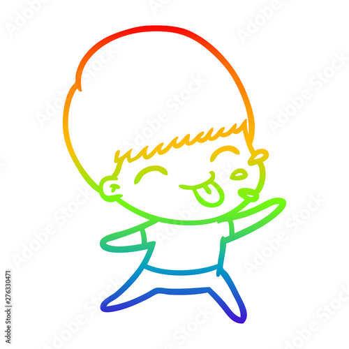 rainbow gradient line drawing cartoon rude man