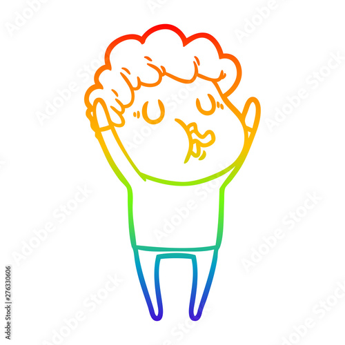 rainbow gradient line drawing cartoon man singing