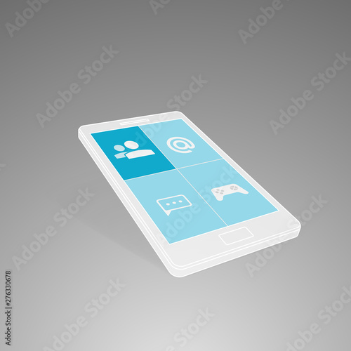 Stylized mobile phone concept with application icons