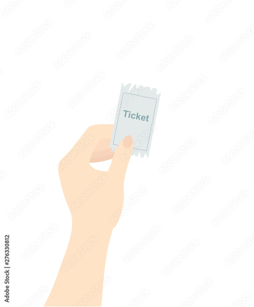 outstretched ticket in hand, flat vector illustration outstretched ticket in hand, flat vector illustration