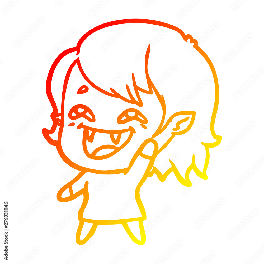 warm gradient line drawing cartoon laughing vampire girl warm gradient line drawing cartoon laughing vampire girl