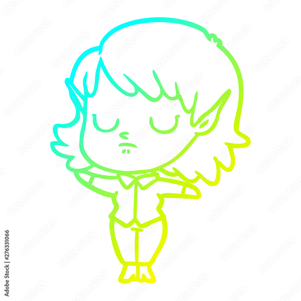 cold gradient line drawing cartoon elf girl cold gradient line drawing cartoon elf girl