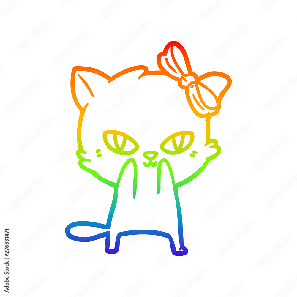 rainbow gradient line drawing cute cartoon cat rainbow gradient line drawing cute cartoon cat