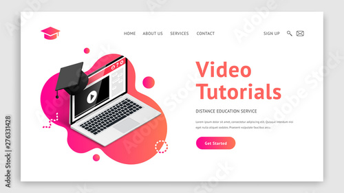 landing video tutorials laptop graduation cap