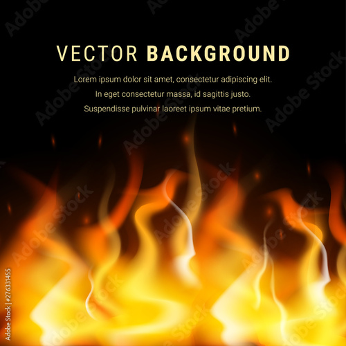 Abstract burning fire background text