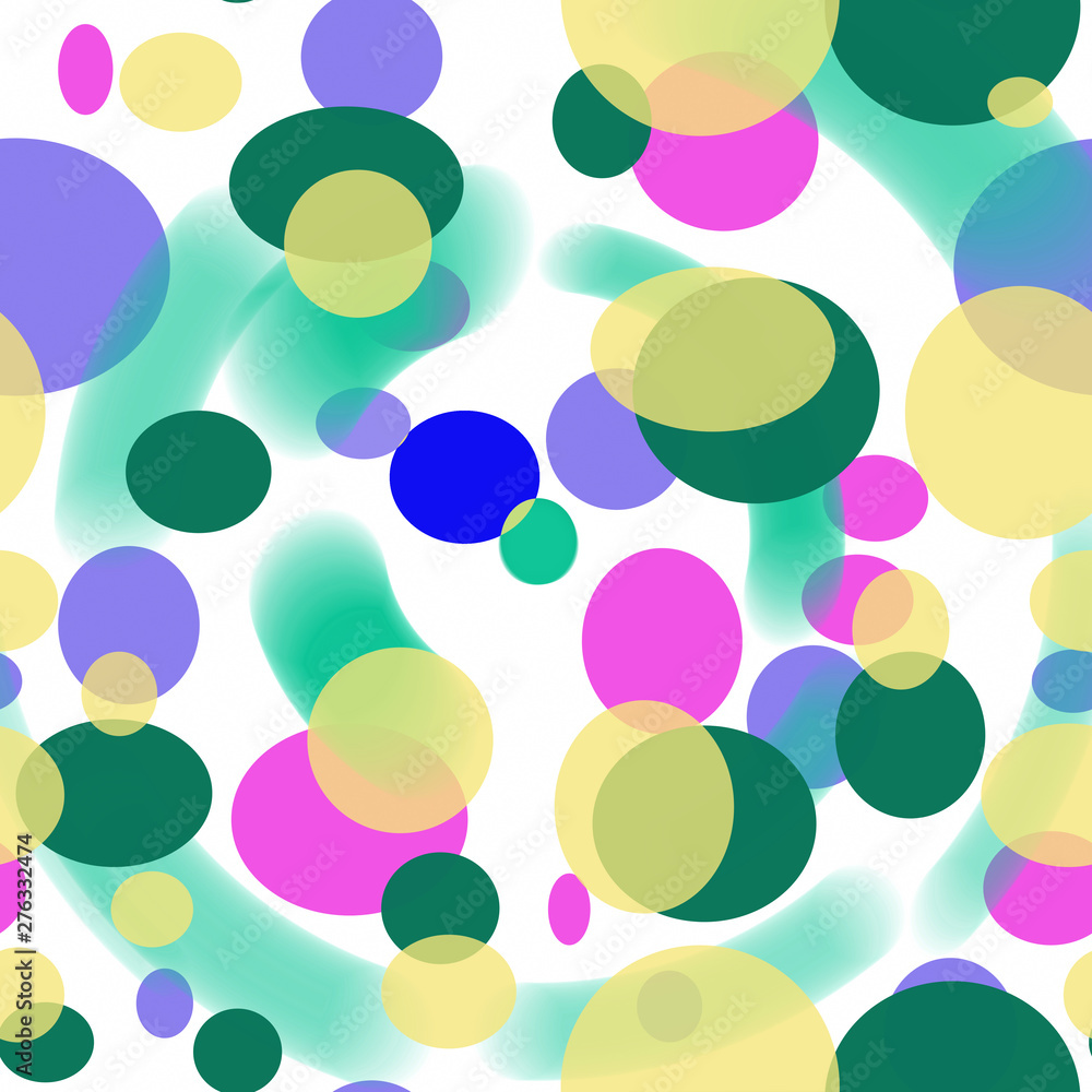 Seamless pattern of multi-colored ellipses and arcs on a white background. Seamless pattern of multi-colored ellipses and arcs on a white background.